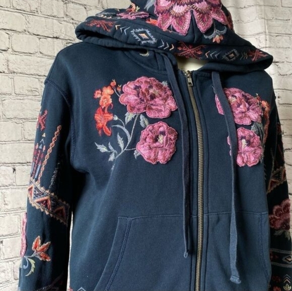 DRIFTWOOD Teddy Embroidered Floral Zip Up Hoodie - Picture 4 of 9